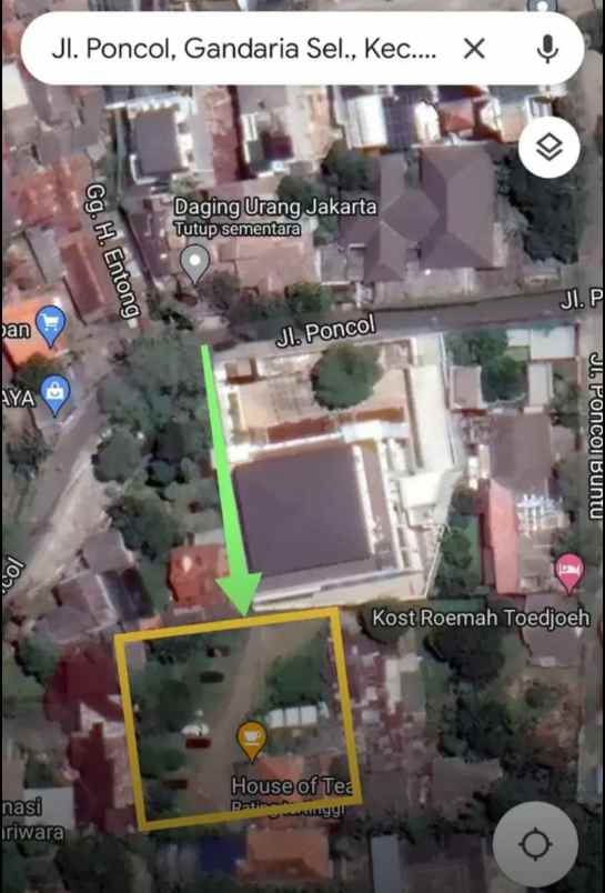 dijual tanah jl poncol jaya rt 06 rw 05