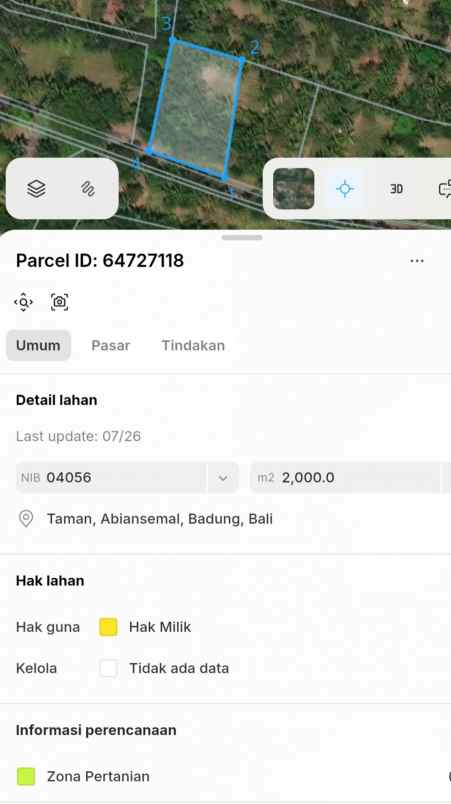 dijual tanah jl sedap malam br ketagon