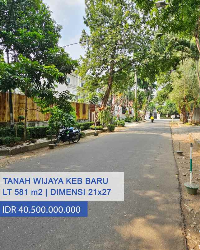 dijual tanah jl wijaya kebayoran baru