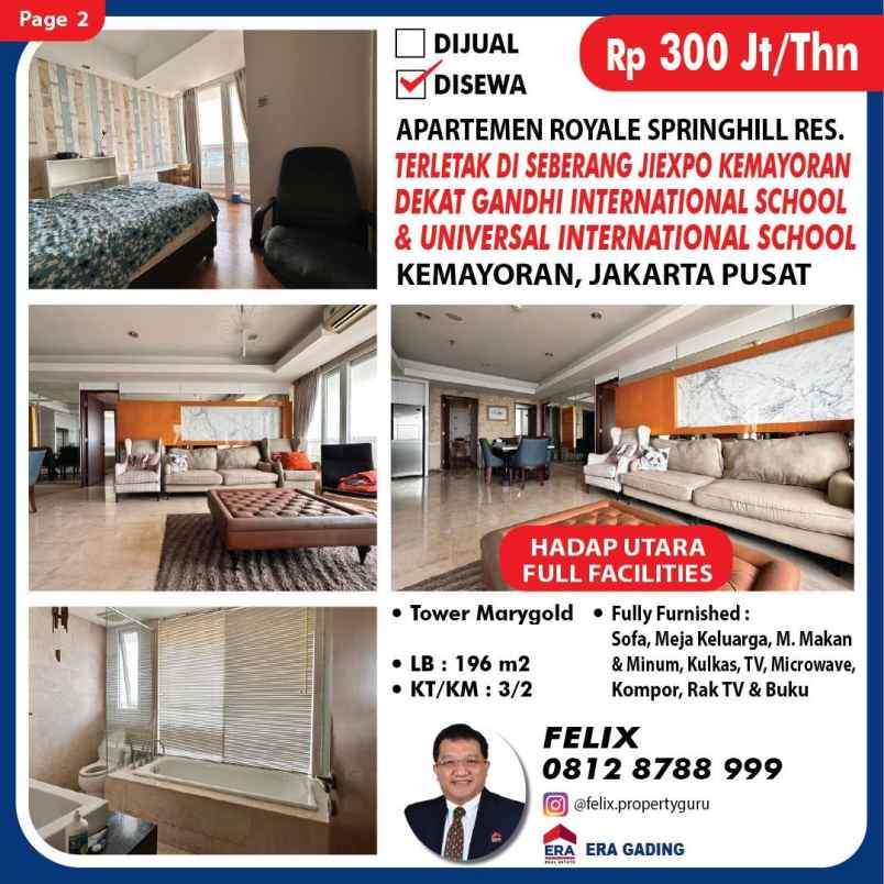 disewakan apartemen marygold unit bagus fullfunrish