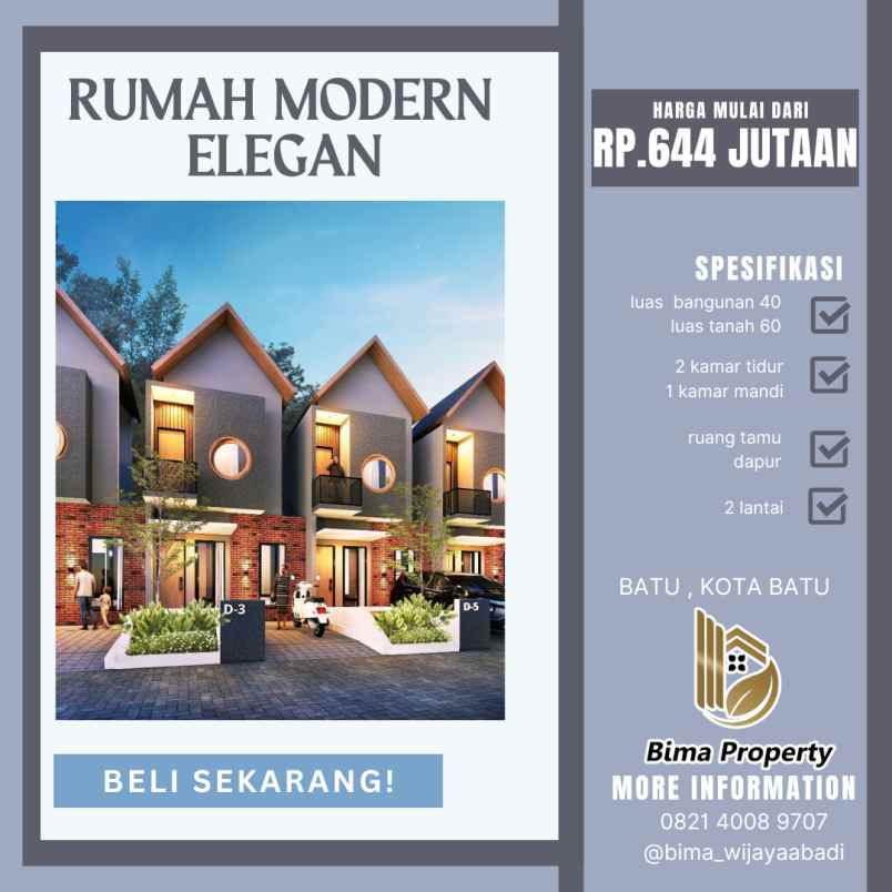 hunian modern 2 lantai kota batu