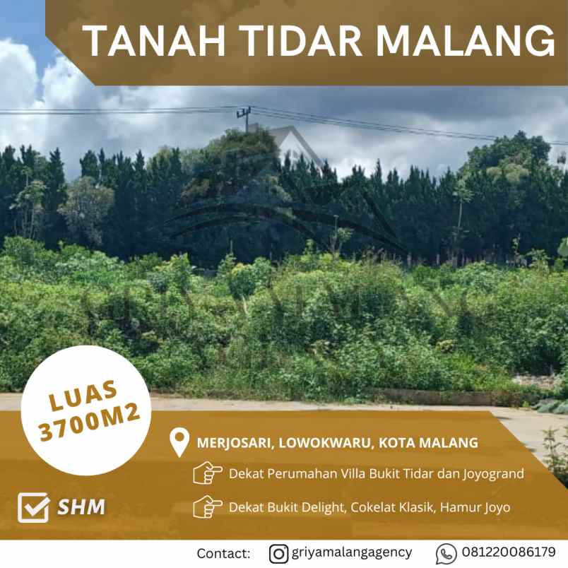 jual tanah luas 3700m2 di tidar malang