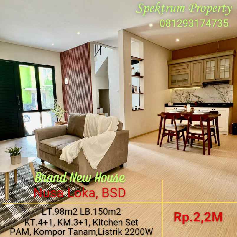 rumah baru modern minimalis di nusaloka bsd rp 2 2m