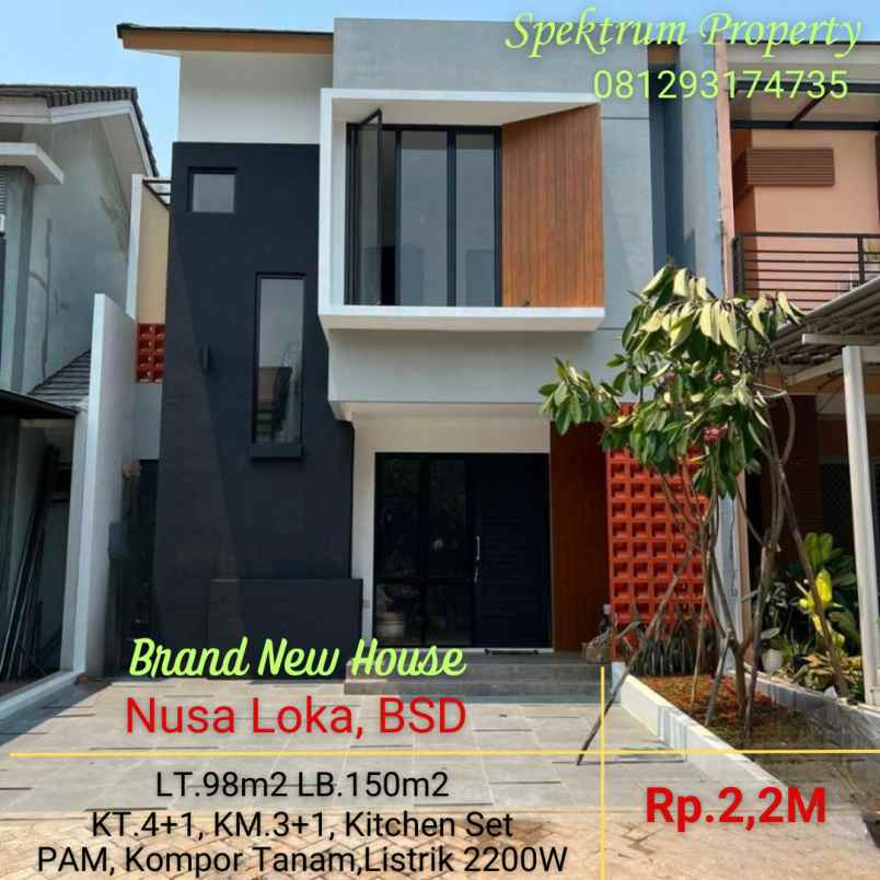 rumah baru modern minimalis di nusaloka bsd rp 2 2m