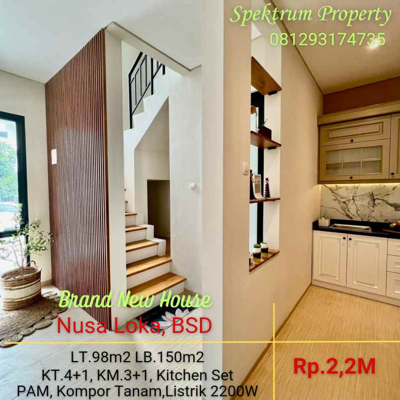 rumah baru modern minimalis di nusaloka bsd rp 2 2m