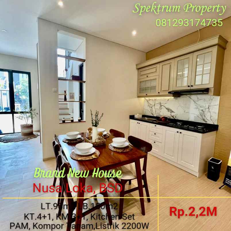 rumah baru modern minimalis di nusaloka bsd rp 2 2m