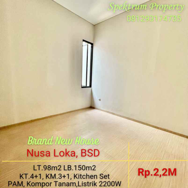 rumah baru modern minimalis di nusaloka bsd rp 2 2m