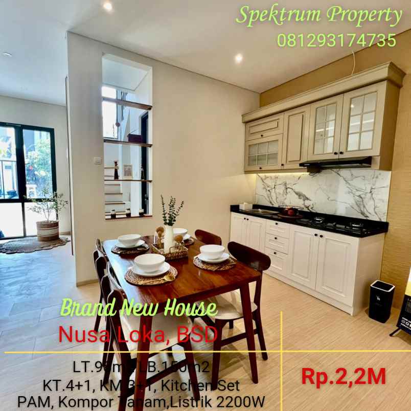 rumah baru modern minimalis di nusaloka bsd rp 2 2m