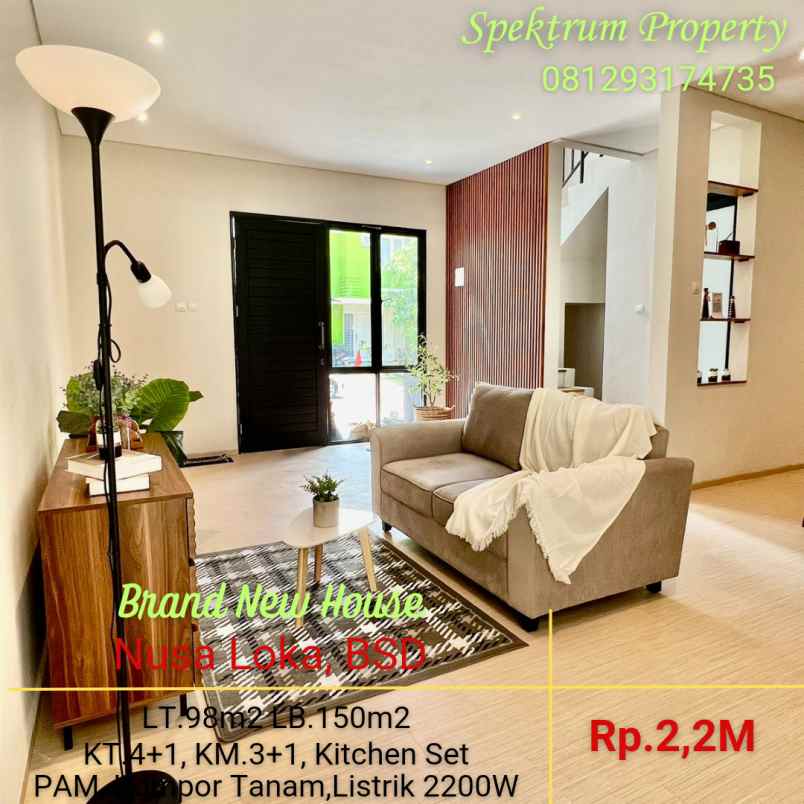 rumah baru modern minimalis di nusaloka bsd rp 2 2m