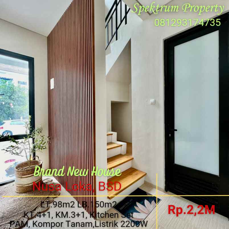 rumah baru modern minimalis di nusaloka bsd rp 2 2m