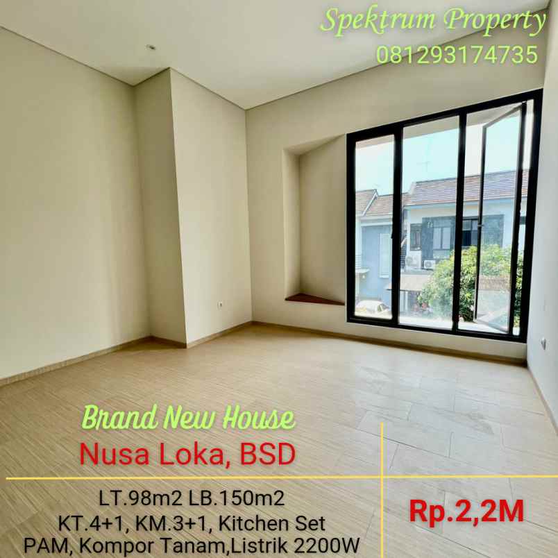 rumah baru modern minimalis di nusaloka bsd rp 2 2m