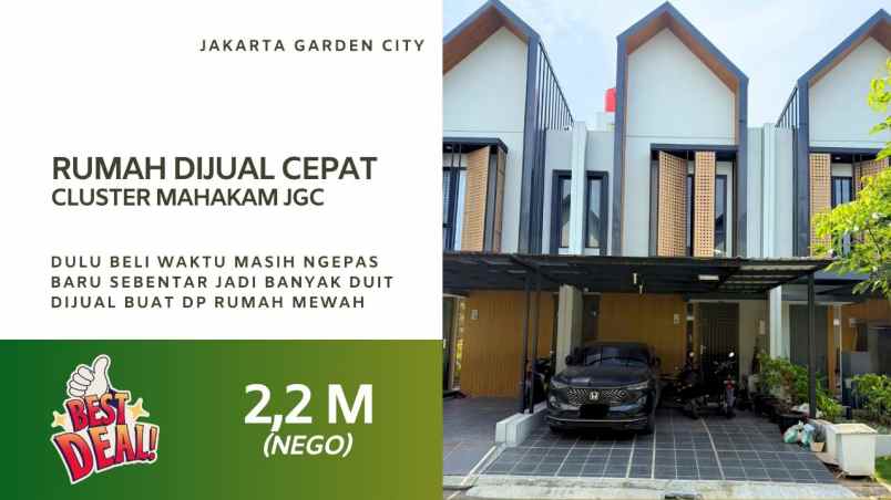 rumah dijual cepat cluster mahakam jakarta garden city