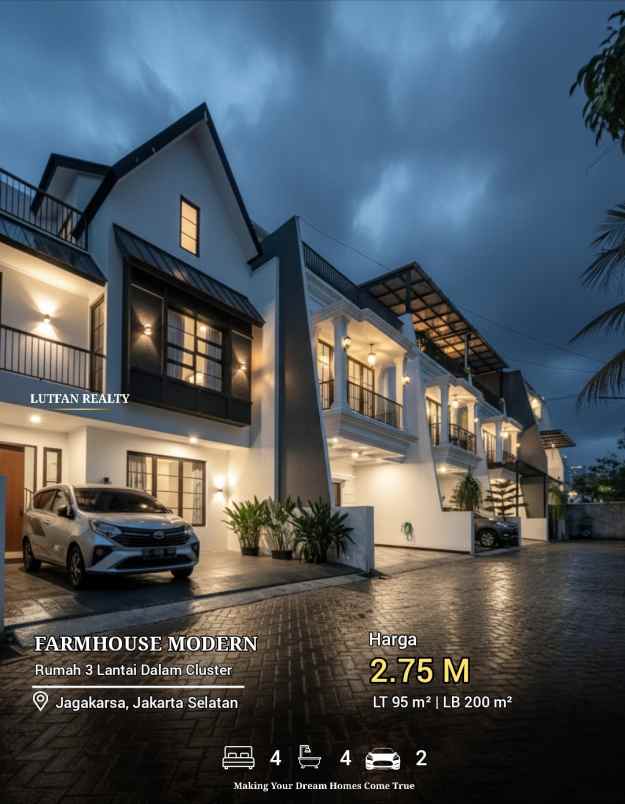 rumah jagakarsa farmhouse dalam cluster