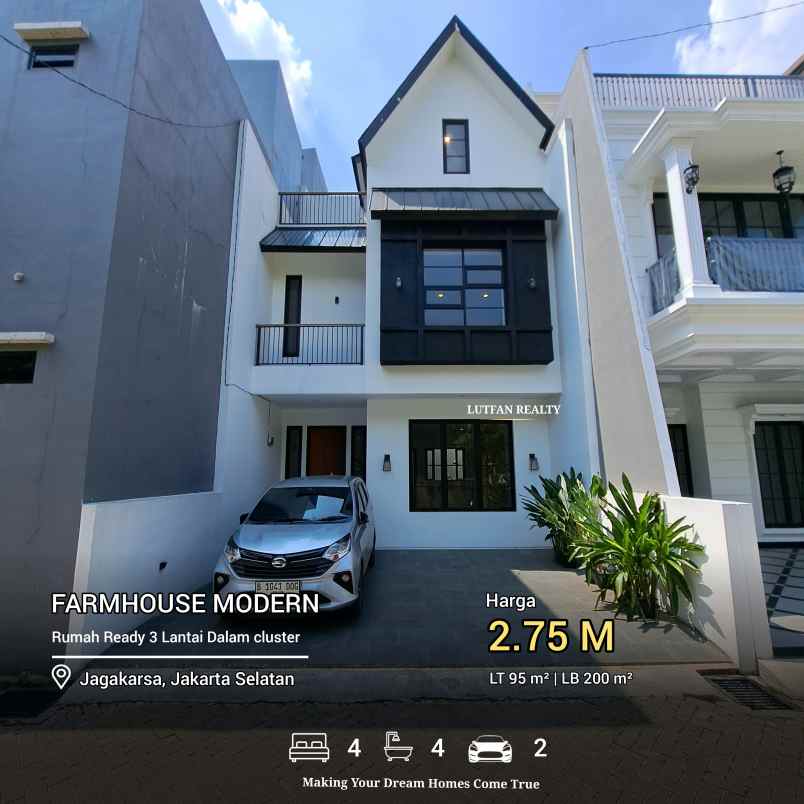 rumah jagakarsa farmhouse dalam cluster