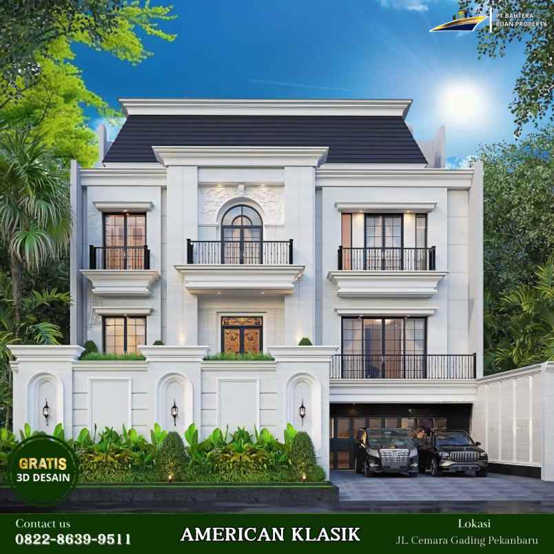 rumah mewah modern free design komplek pemda pekanbaru