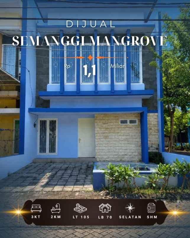 rumah semanggi mangrove strategis siap huni carport
