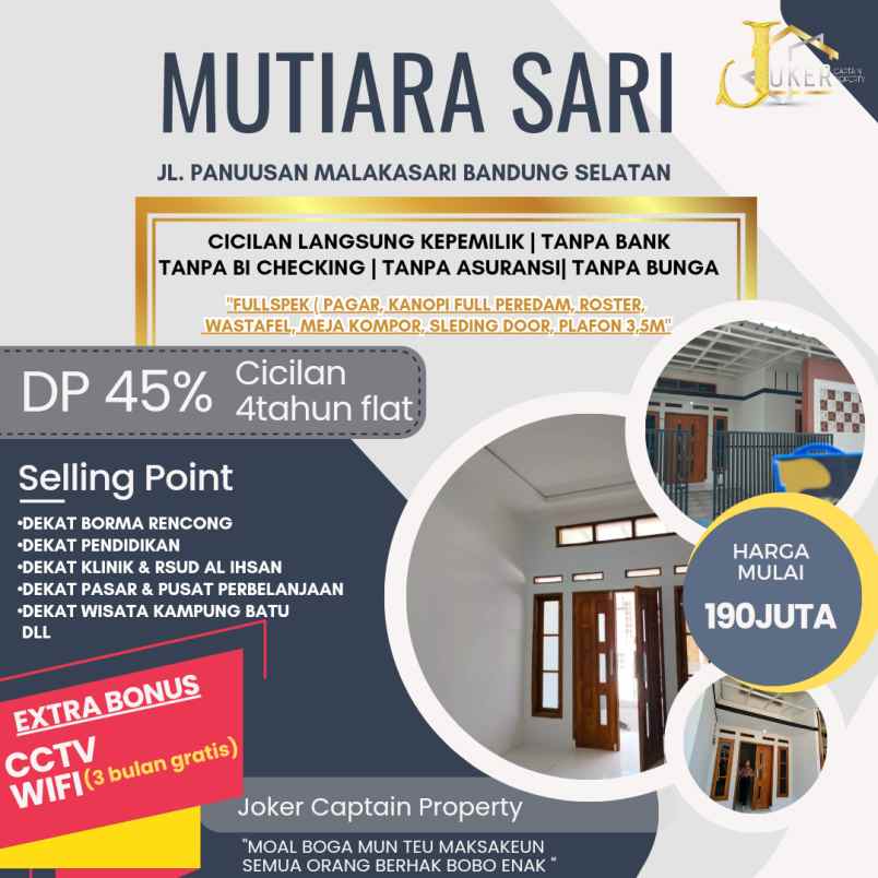 rumah syariah tanpa bank cicilan developer 5tahun flat