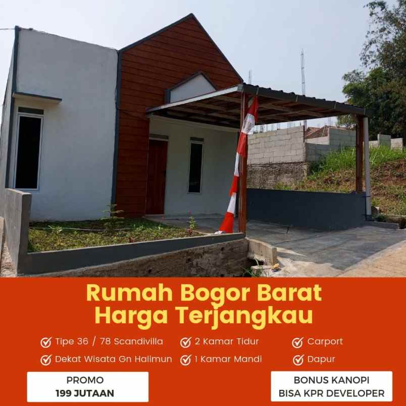 rumah villa desain skandinavia dekat wisata bogor