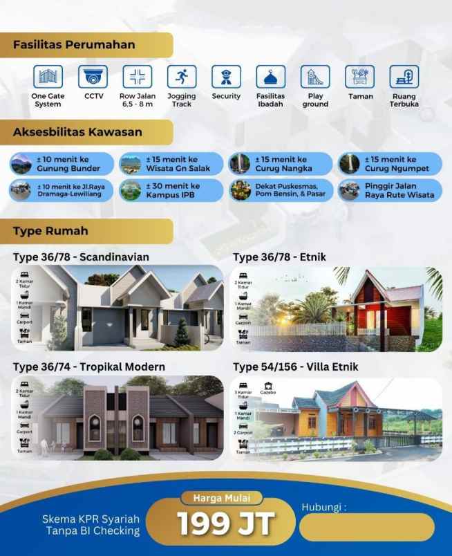 rumah villa desain skandinavia dekat wisata bogor