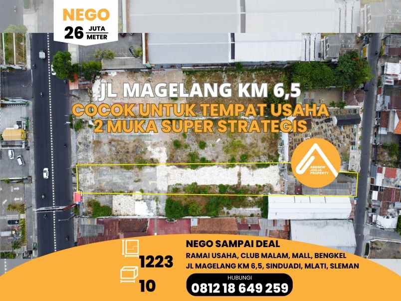 tanah jalan raya magelang km 6 5 2 muka ramai usaha