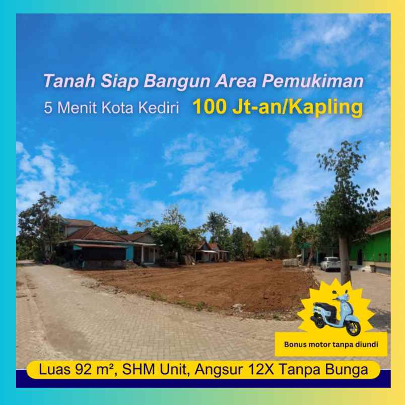 tanah murah kediri shm bonus motor fazzio