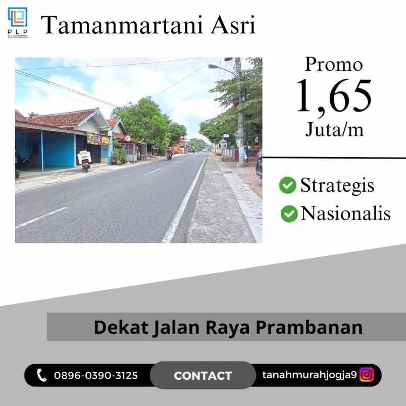 tanah murah selatan jalan raya prambanan 1 65 juta m