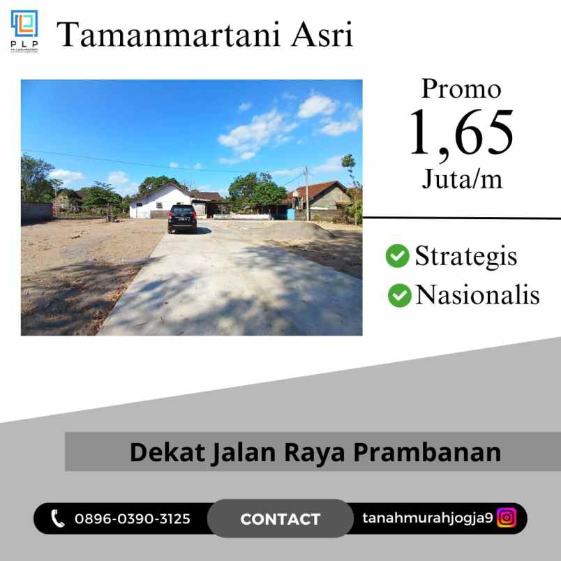 tanah murah selatan jalan raya prambanan 1 65 juta m