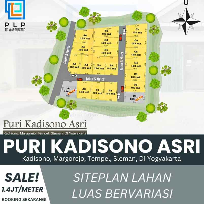 tanah pekarangan 1 4jt meter di dekat rsud sleman