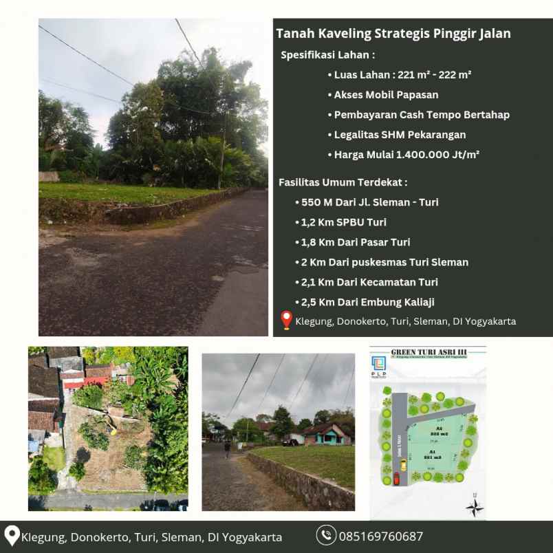 tanah pinggir jalan klegung donokerto turi sleman