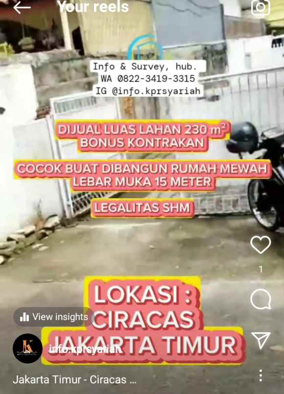 dijual lahan shm bonus kontrakan ciracas jakarta timur