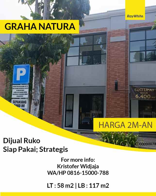 dijual ruko gudang kantor graha natura surabaya