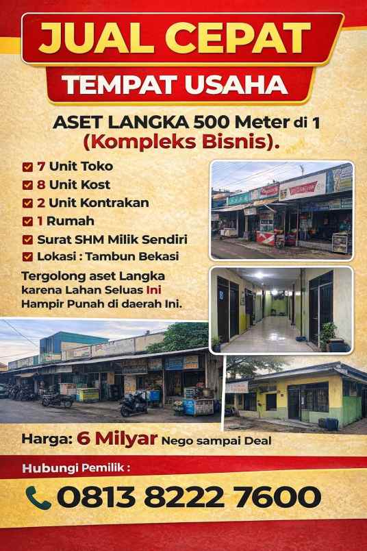dijual ruko gudang kantor jl mekarsari tengah no 17
