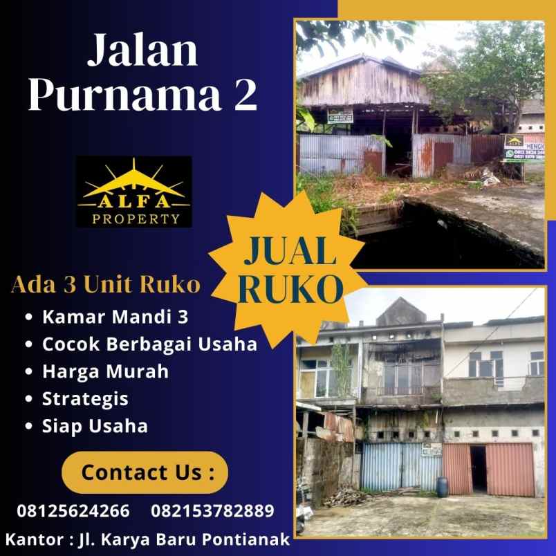 dijual ruko jalan purnama 2 kota pontianak