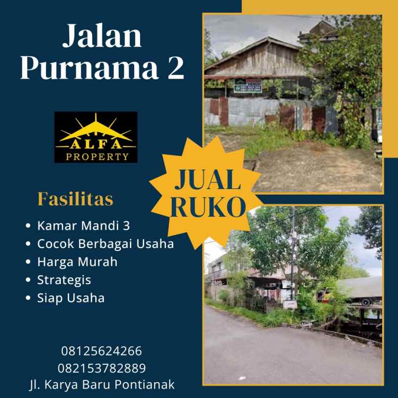 dijual ruko jalan purnama 2 kota pontianak