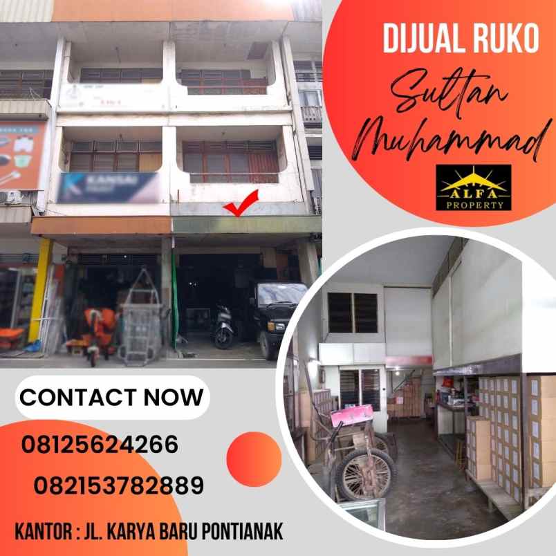 dijual ruko jalan sultan muhammad kota pontianak