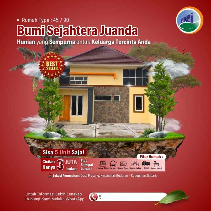 dijual rumah bumi sejahtera juanda