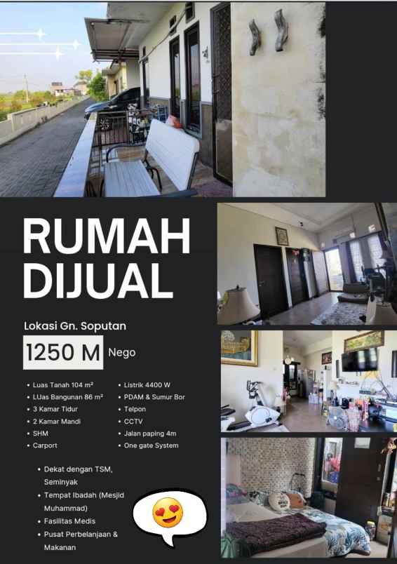 dijual rumah jalan gn soputan