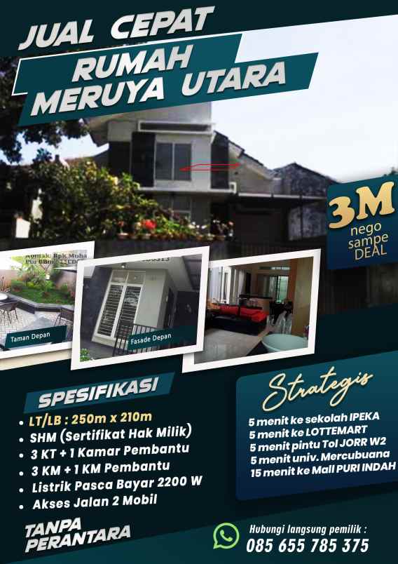 dijual rumah kav dki krembangan meruya