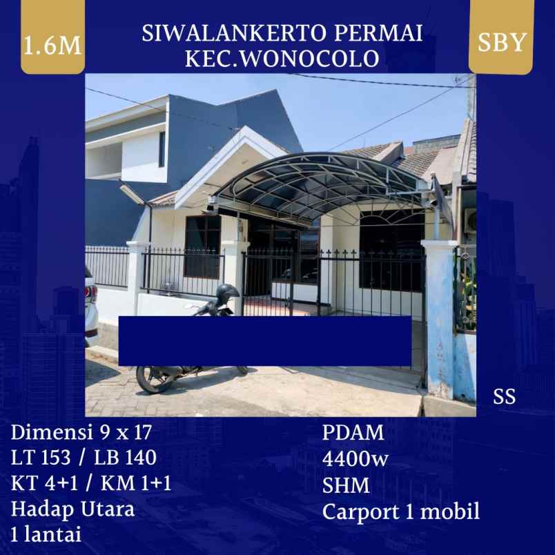 dijual rumah siwalankerto permai