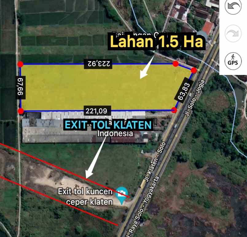 dijual tanah dekat exit tol klaten