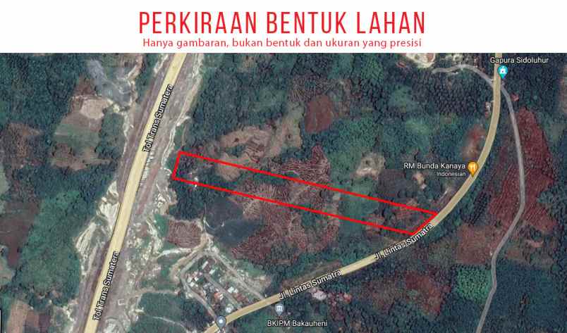 dijual tanah jalan raya lintas sumatera