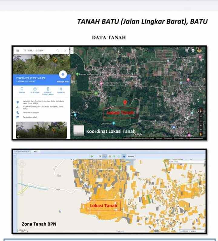 dijual tanah lokasi jalibar kota batu malang