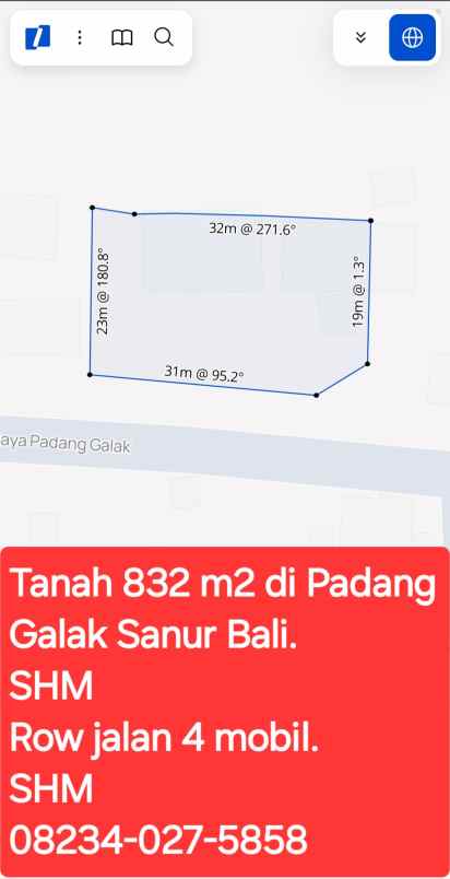 dijual tanah padang galak sanur