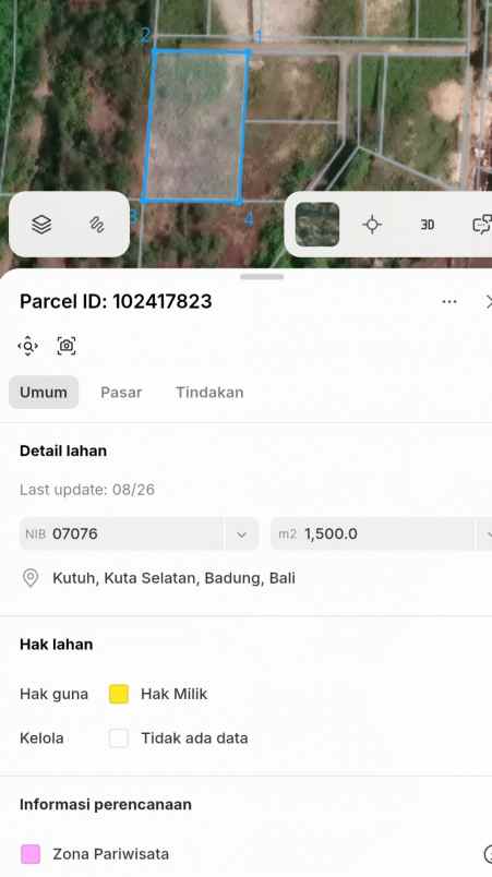 dijual tanah pantai pandawa