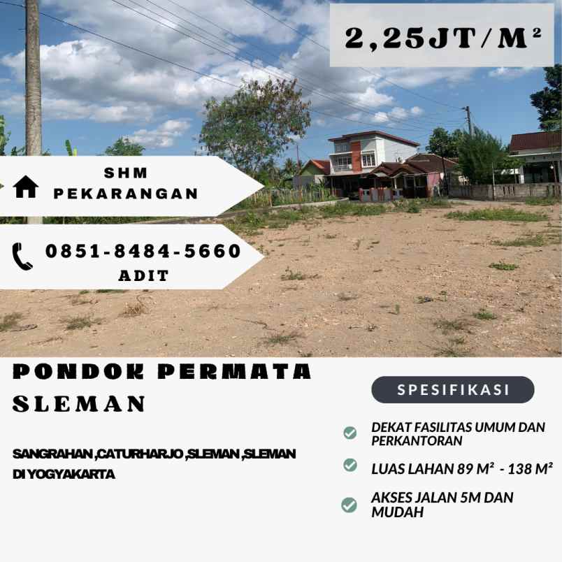 dijual tanah sanggrahan caturharjo