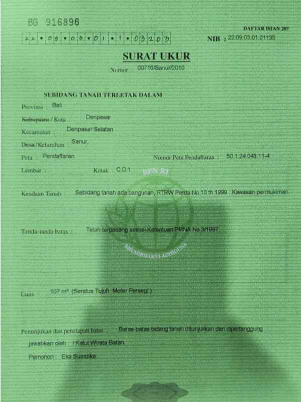 dijual tanah sanur