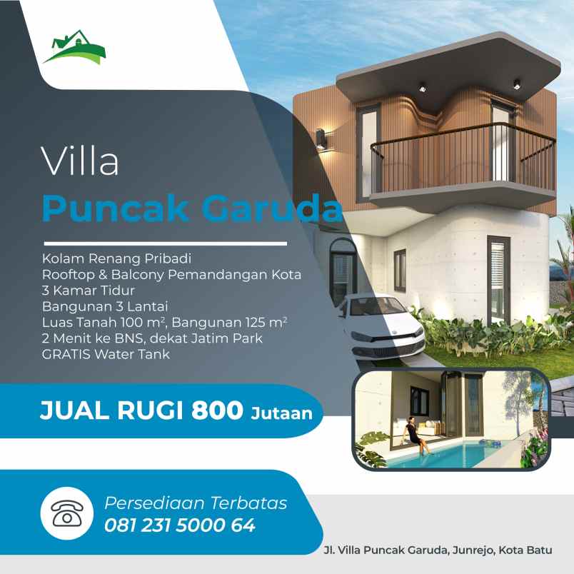 dijual villa jl villa puncak garuda