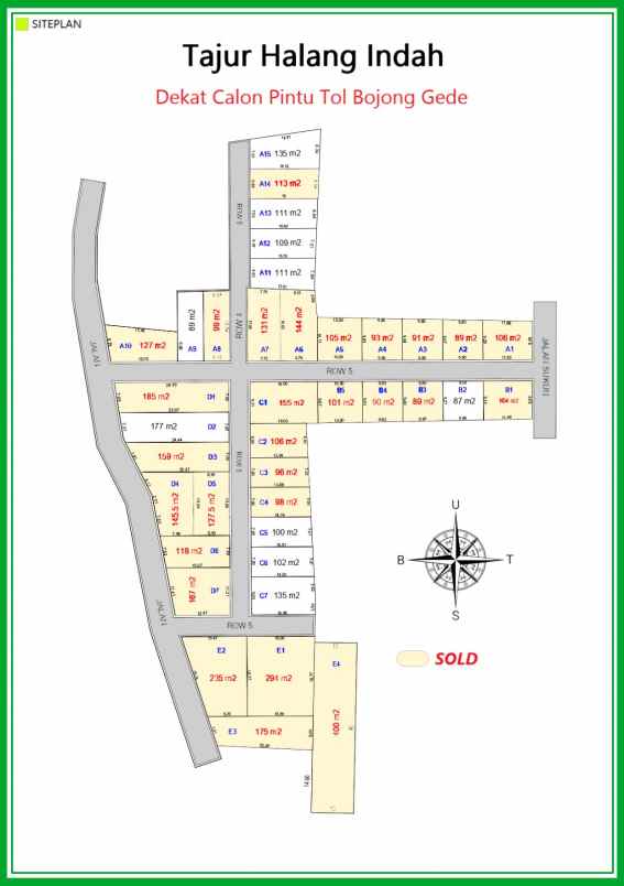 jual tanah kaveling luasan 109m2 di bogor shm