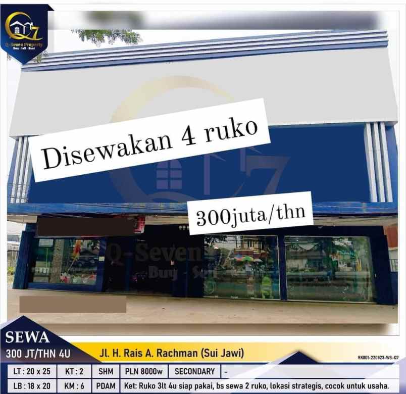 ruko sei jawi sewa 4 pintu