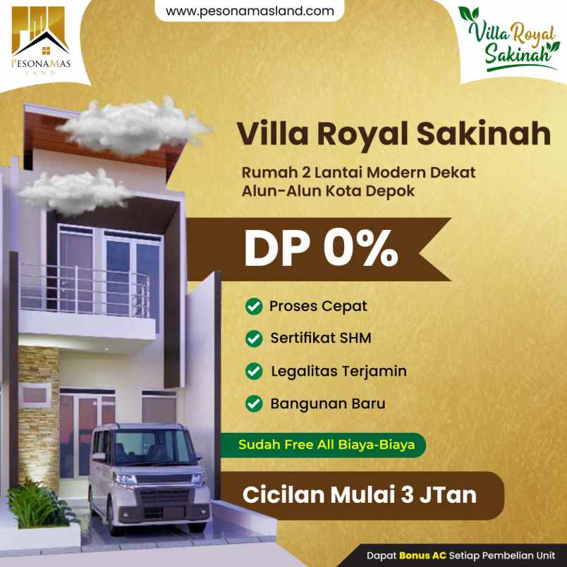 rumah 2 lantai 500 juta free all biaya di depok